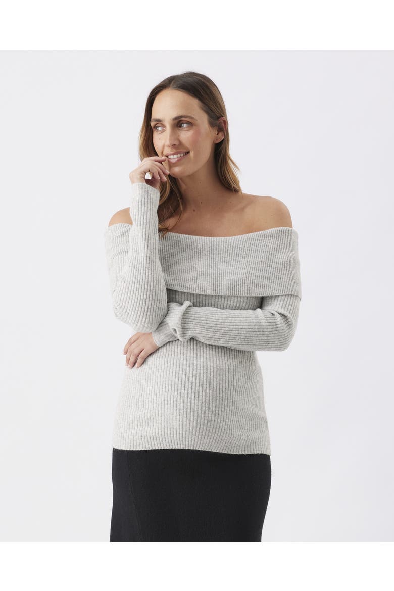 Maisy Off Shoulder Knit, Main, color, Silver Marle