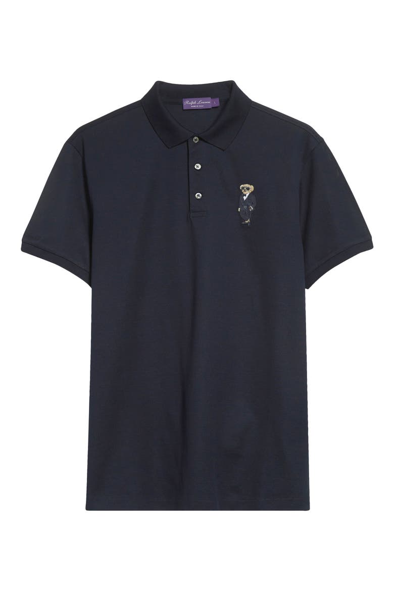 Polo Bear Patch Cotton Piqué Knit Polo, Main, color, CLASSIC CHAIRMAN NAVY