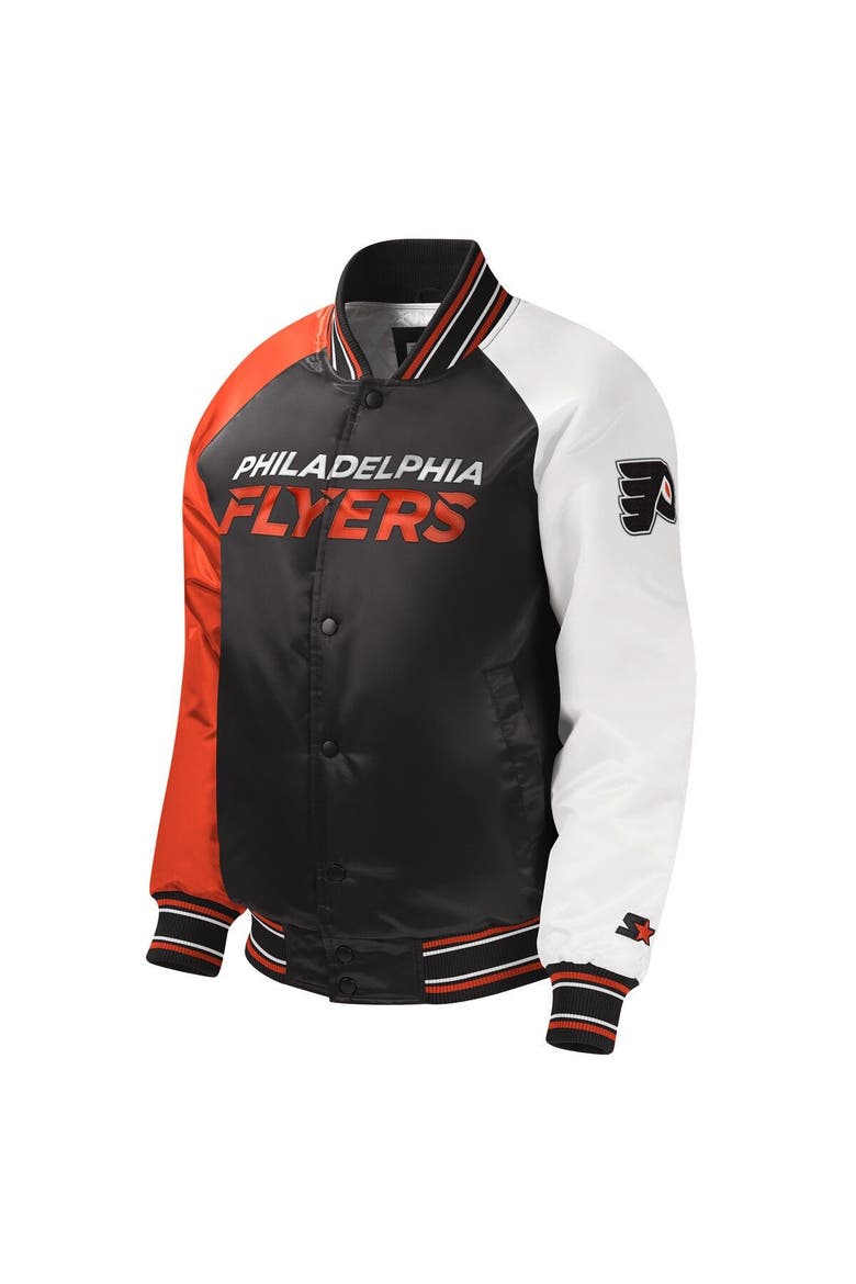 Youth Starter Black Philadelphia Flyers Raglan Full-Snap Varsity Jacket, Alternate, color, Orange