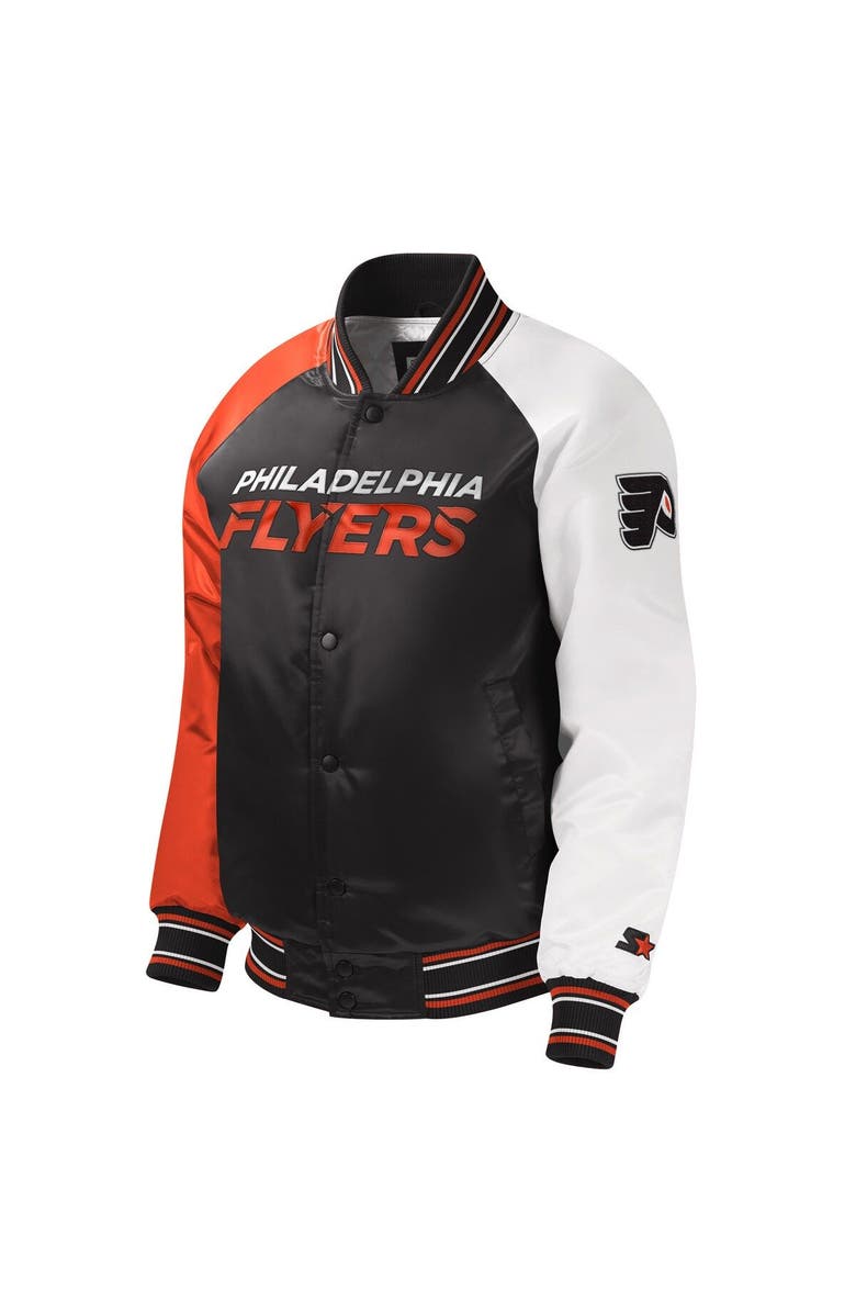 STARTER Youth Starter Black Philadelphia Flyers Raglan Full-Snap Varsity Jacket, Alternate, color, Orange