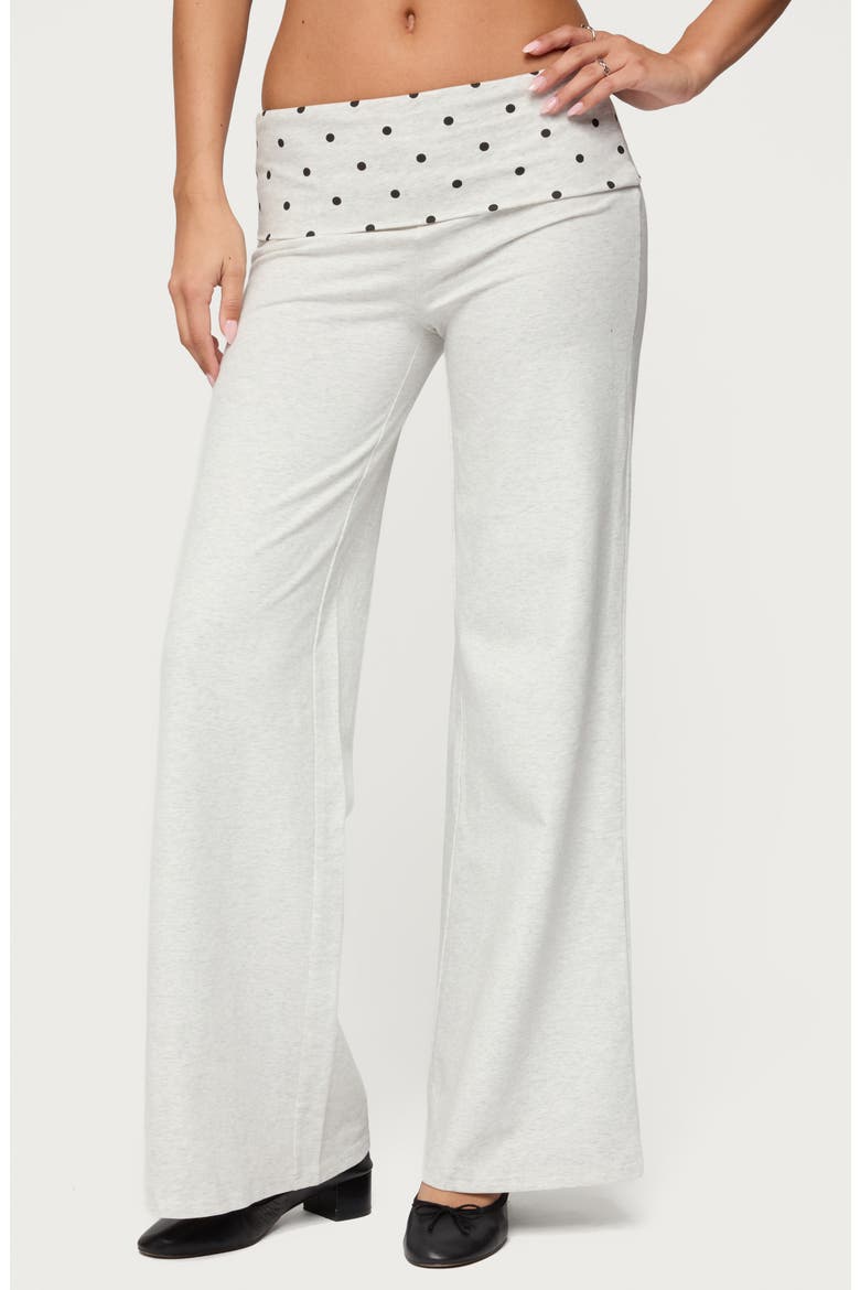 Reeva Polka Dot Foldover Pants, Main, color, LIGHT-GRAY-MELANGE