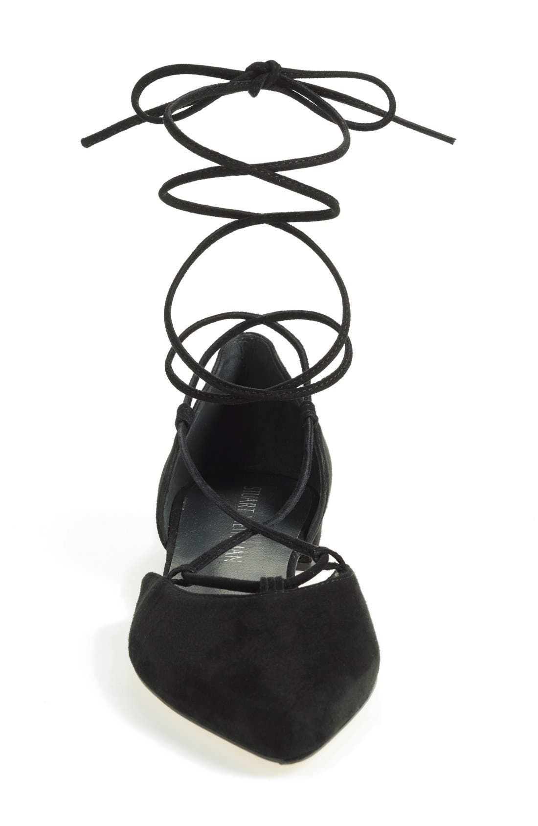 'Tyler' Wraparound Lace Flat (Nordstrom Exclusive), Alternate, color, BLACK SUEDE