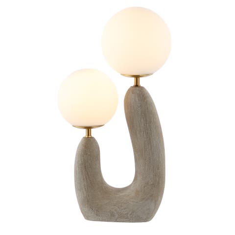 Oona 2-Light Mid-Century Scandinavian Resin/Iron/Frosted Glass Cactus LED Table Lamp
