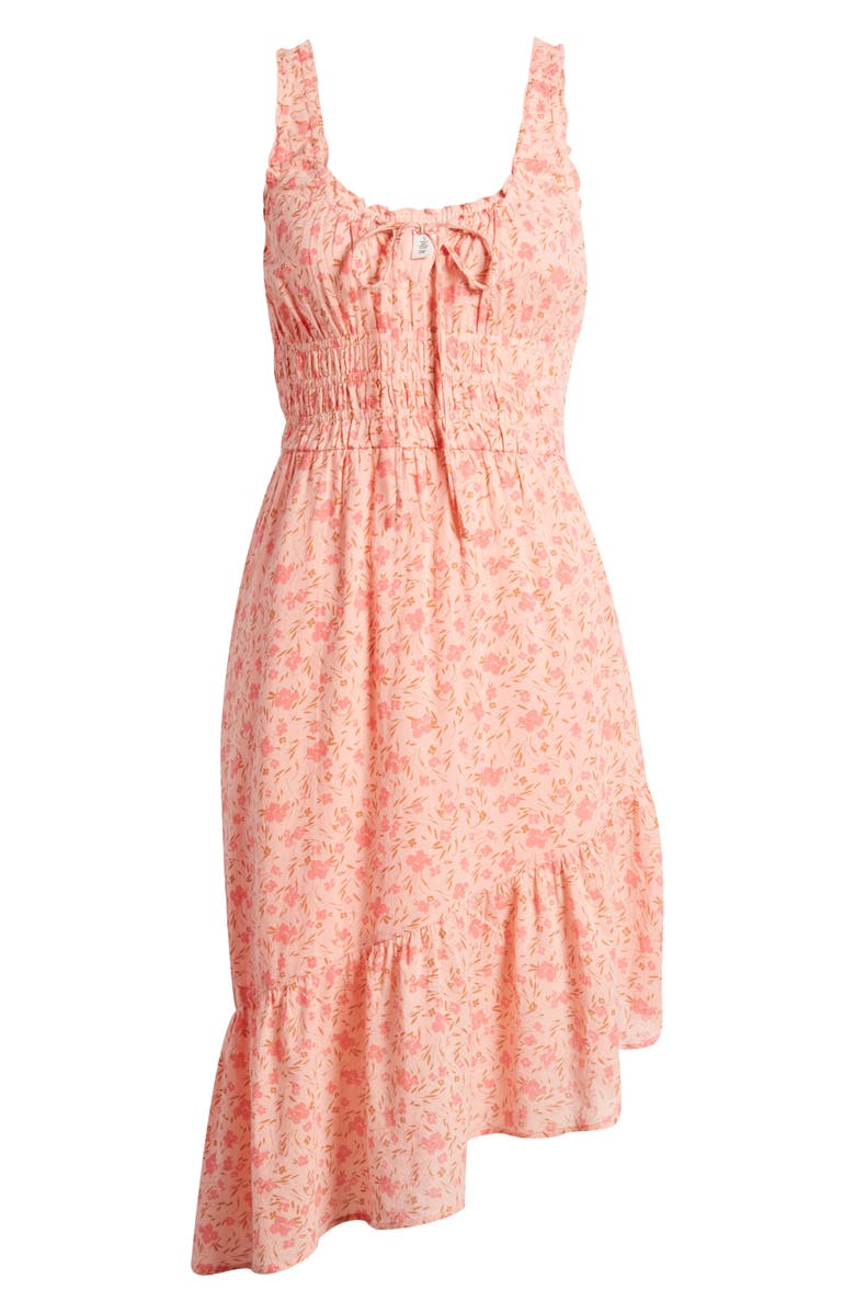 BP. Floral Print Smocked Ruffle Midi Dress, Alternate, color,