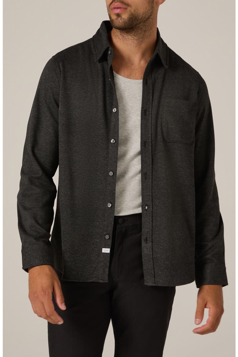 Generation Heather Knit Button-Up Shirt, Main, color, NAVY
