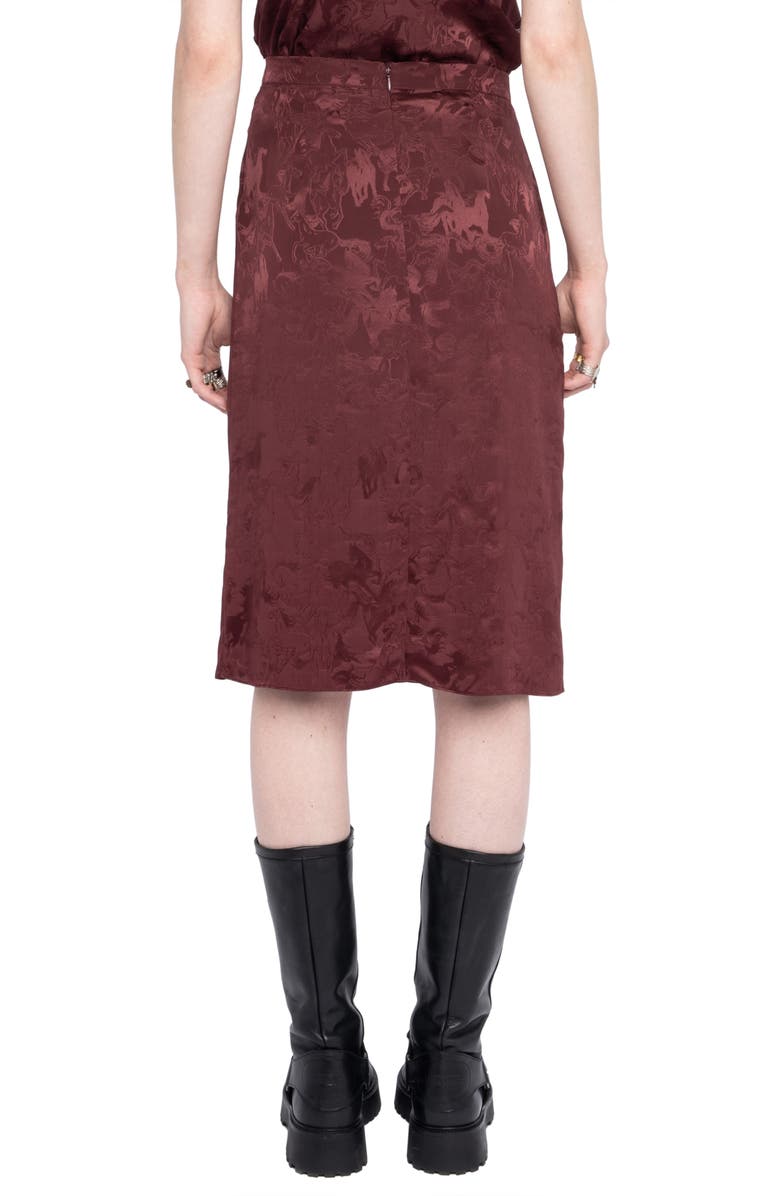Zadig & Voltaire Julien Horse Print Jacquard Silk Skirt, Alternate, color, Burgundy