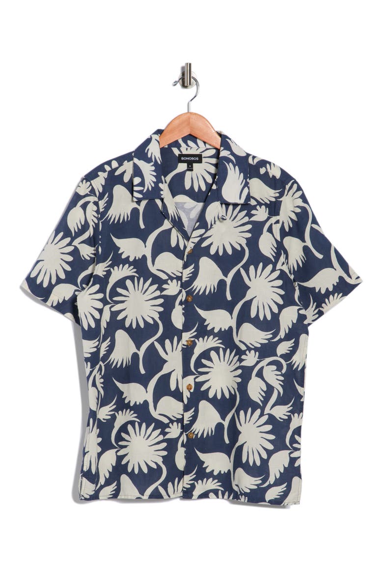 Resort Riviera Camp Shirt, Alternate, color, NAVY WHITE FLORAL