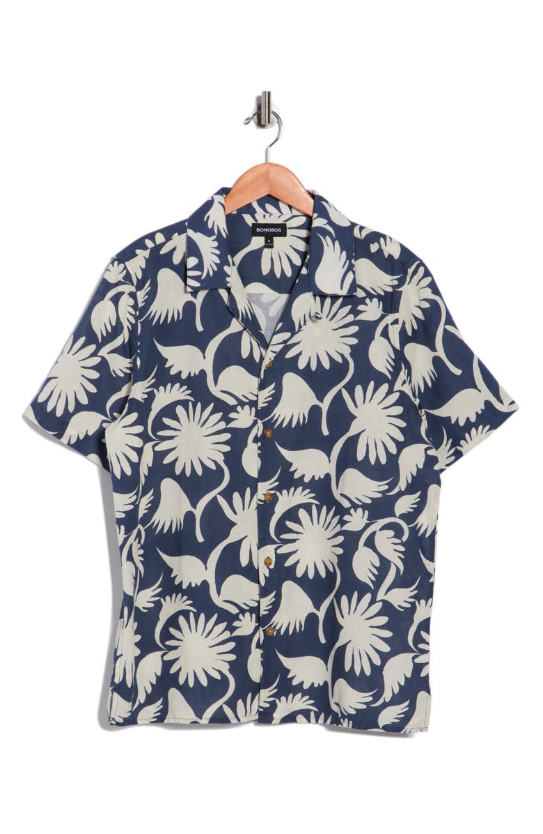 Bonobos Resort Riviera Camp Shirt, Main, color, Navy White Floral