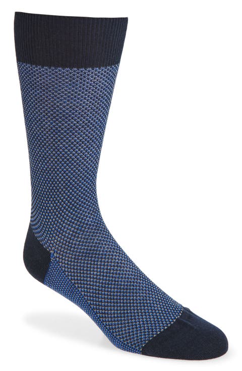Bird's Eye Merino Wool Blend Dress Socks