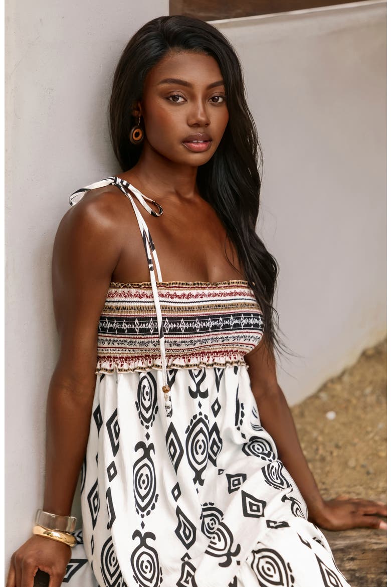 Boho Print Sleeveless Midi Dress, Alternate, color, BEIGE / NATURAL/ MULTI