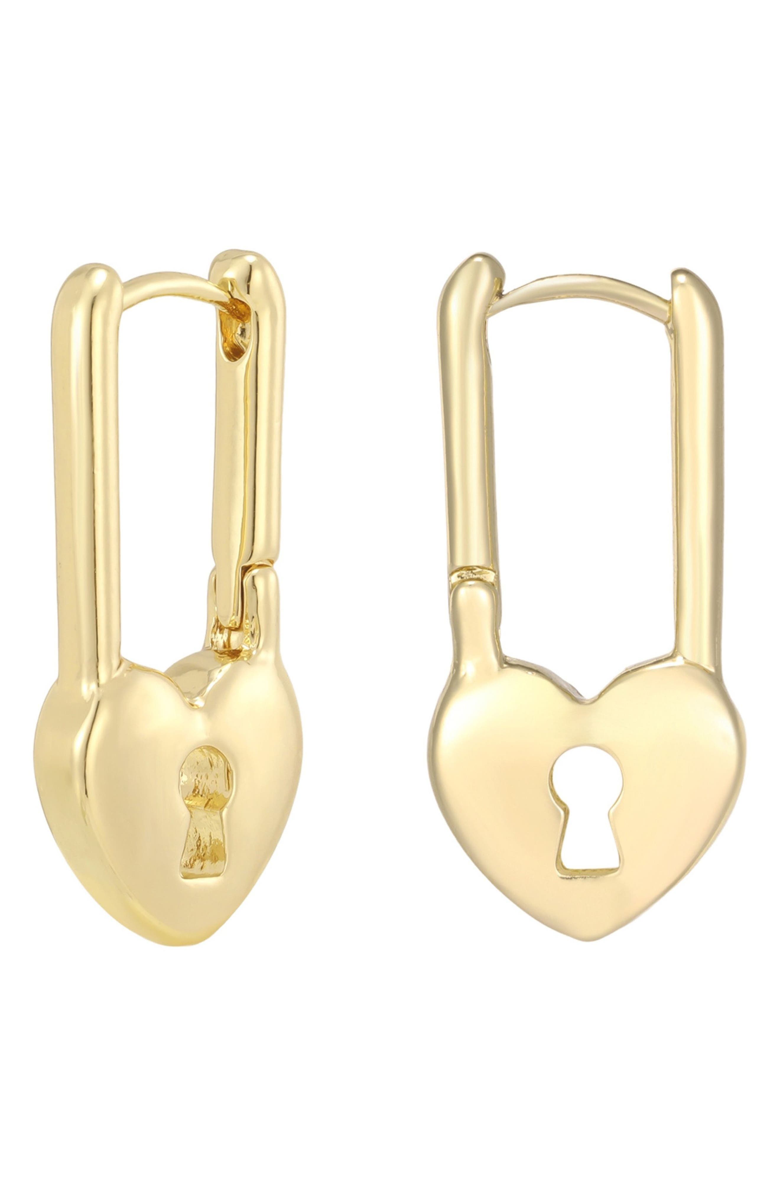 Heart Padlock Drop Earrings