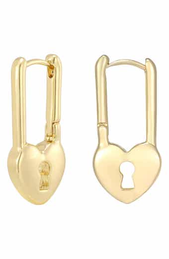 Heart Padlock Drop Earrings