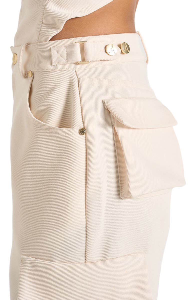 Manière De Voir Emilie High Waisted Utility Cargo Pants, Alternate, color, Cream