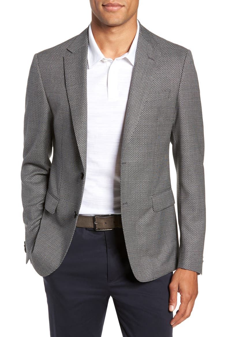 Nobis Trim Fit Houndstooth Wool Sport Coat, Main, color, GREY