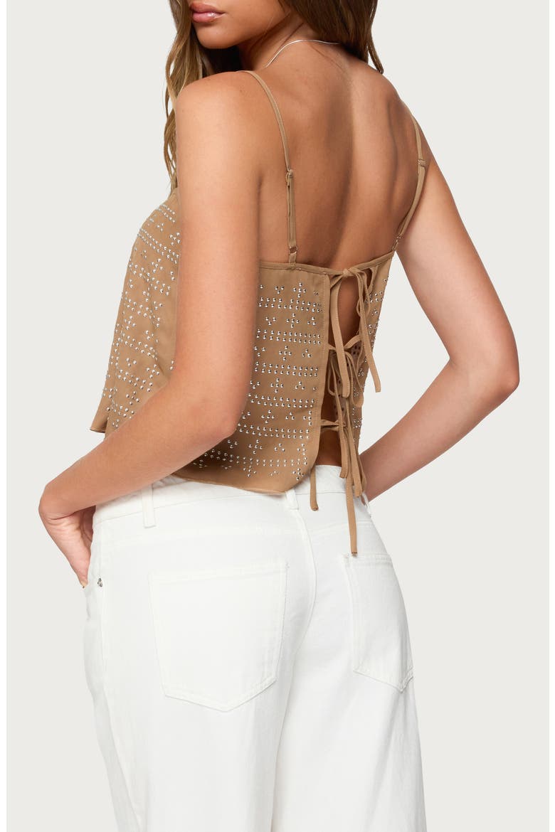 Sunna Studded Crop Top, Alternate, color, BROWN