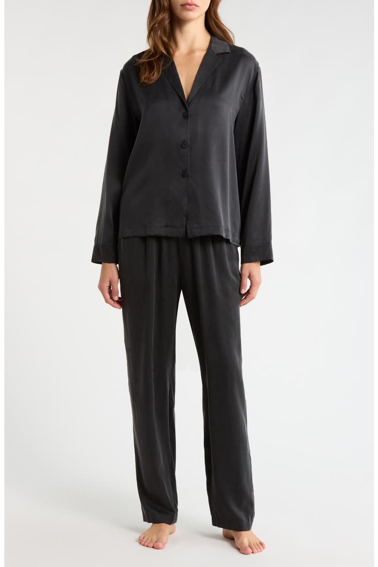 Print Washable Silk Pajamas, Main, color, IMMERSED BLACK