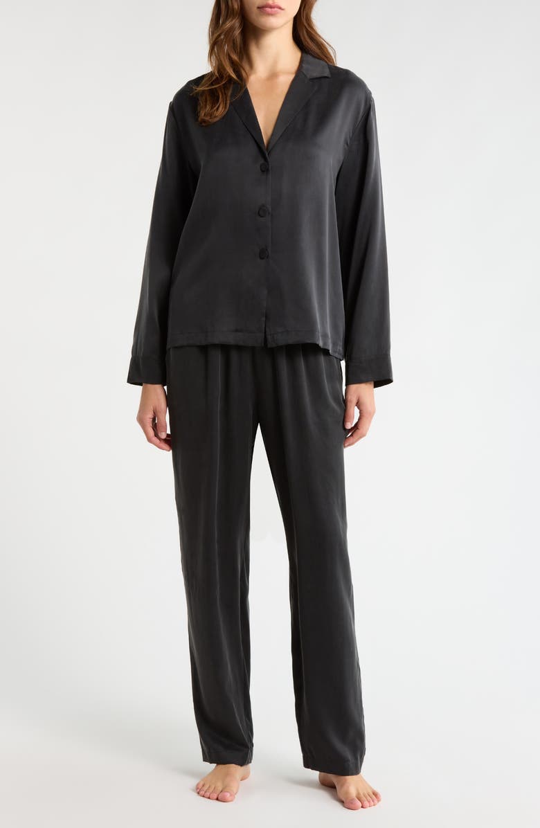 Lunya Print Washable Silk Pajamas, Main, color, Immersed Black