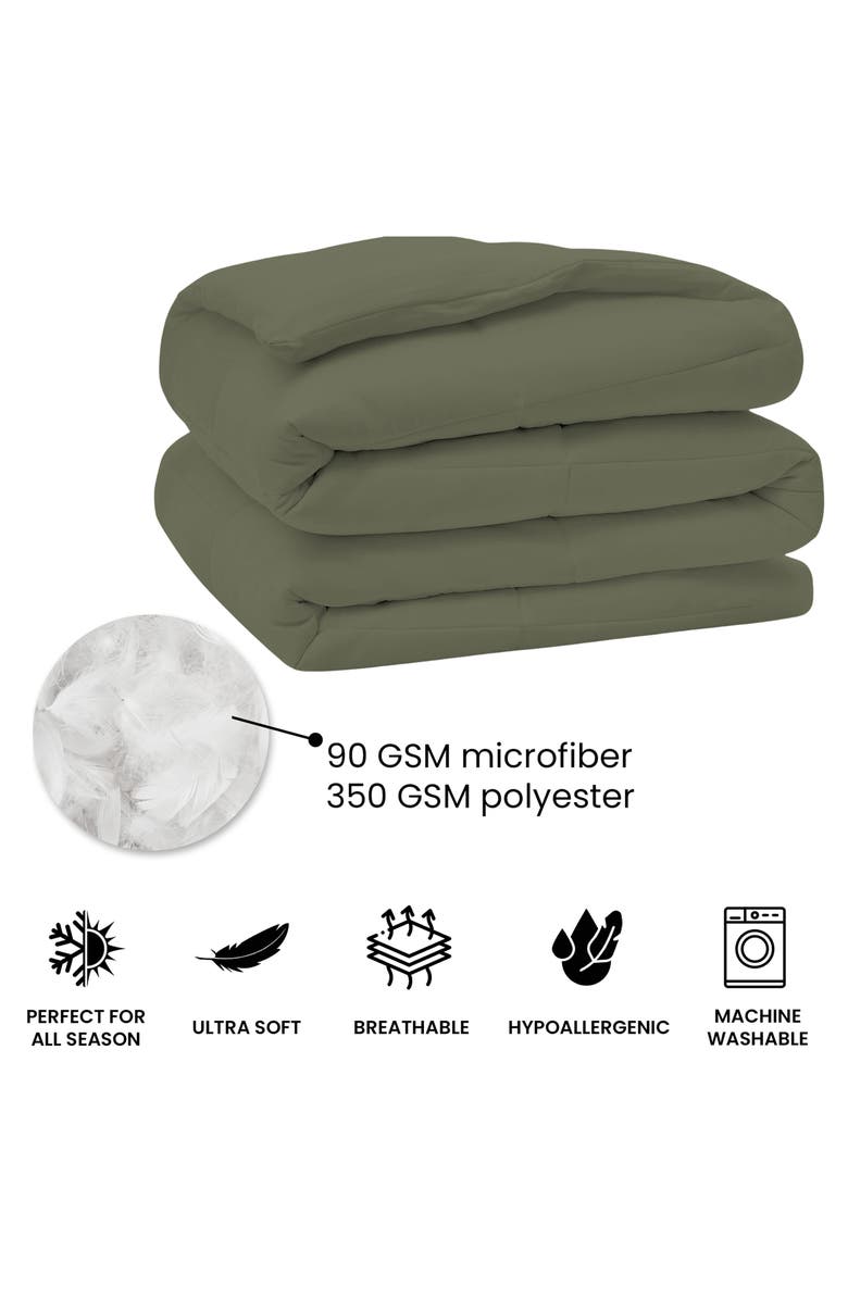 Luxury Home Solid Sage Microfiber Comforter, Alternate, color, Sage