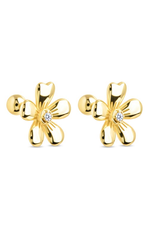 Sterling Forever Jocelyn Cubic Zirconia Flower Stud Earrings In Gold