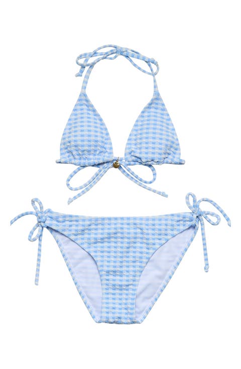 Kids' Seaside Gingham Triangle Two-Piece Swimsuit (Big Kid)