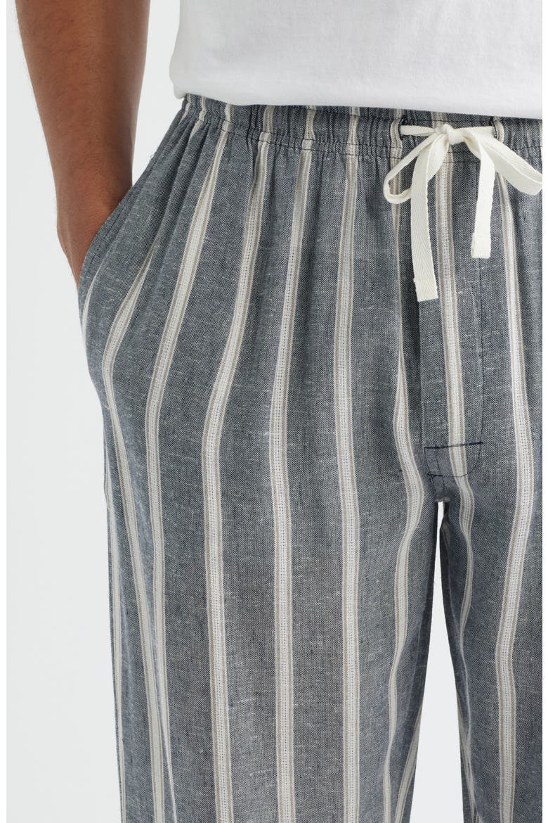 Textured Retreat Woven Cotton Drawstring Pajama Pants, Alternate, color, NAVY/ BEIGE