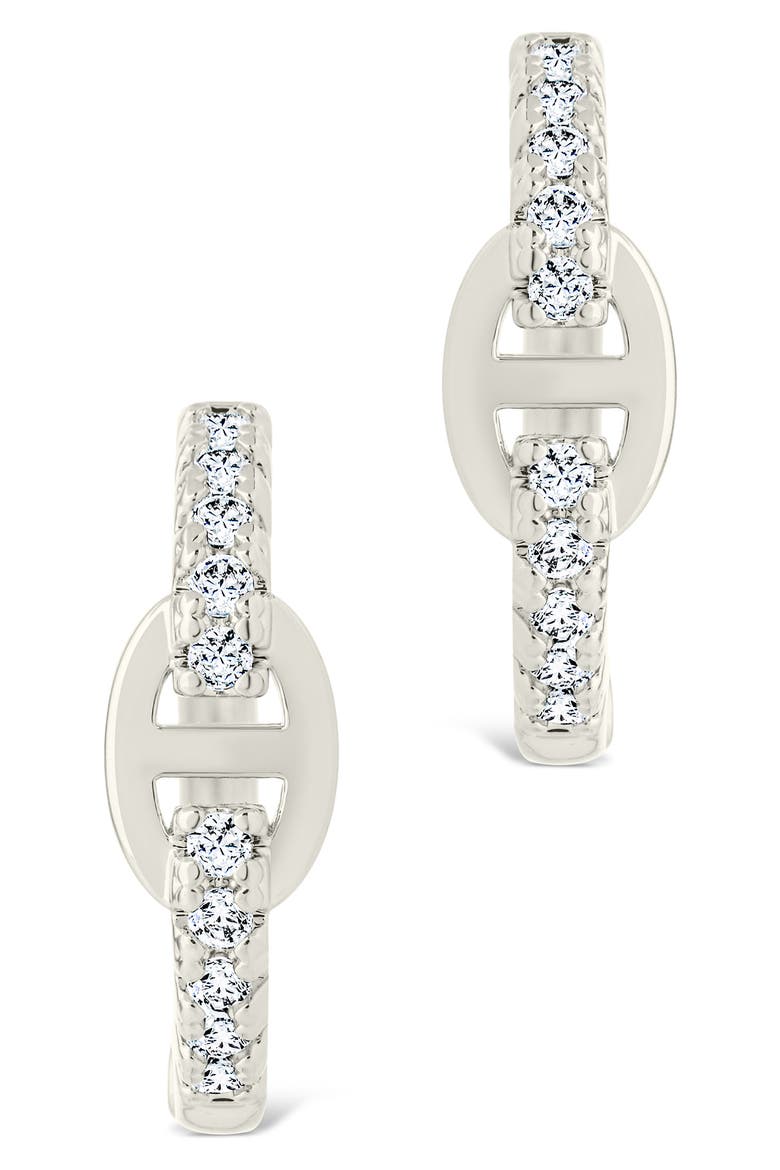 Clementine Cubic Zirconia Hoop Earrings, Alternate, color, SILVER