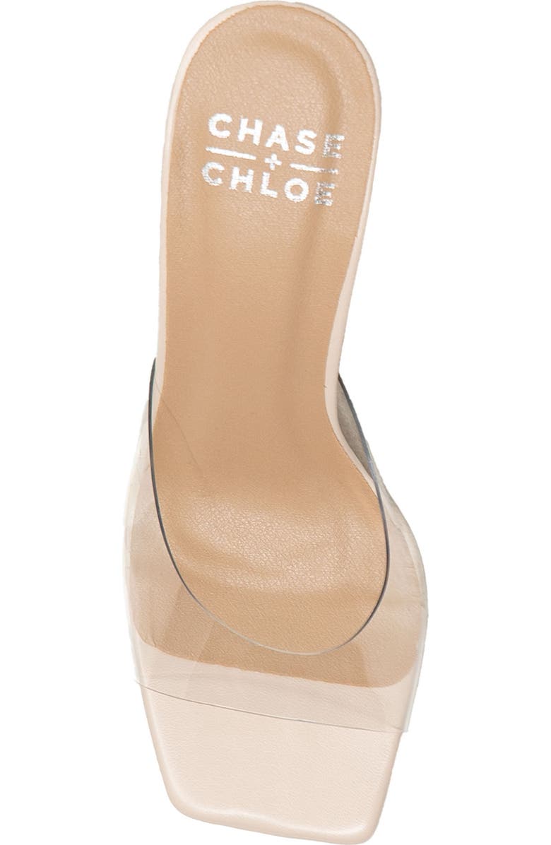 CHASE AND CHLOE Alia Clear Strap Wedge Sandal, Alternate, color, Clear Beige