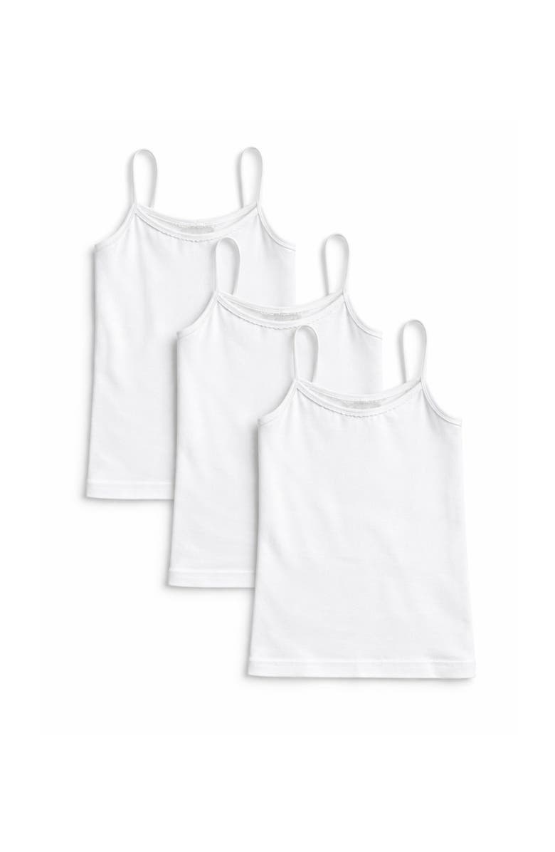 MeMoi Kid's 3-Pack Cotton Blend Lightweight Camisoles, Main, color, White White White