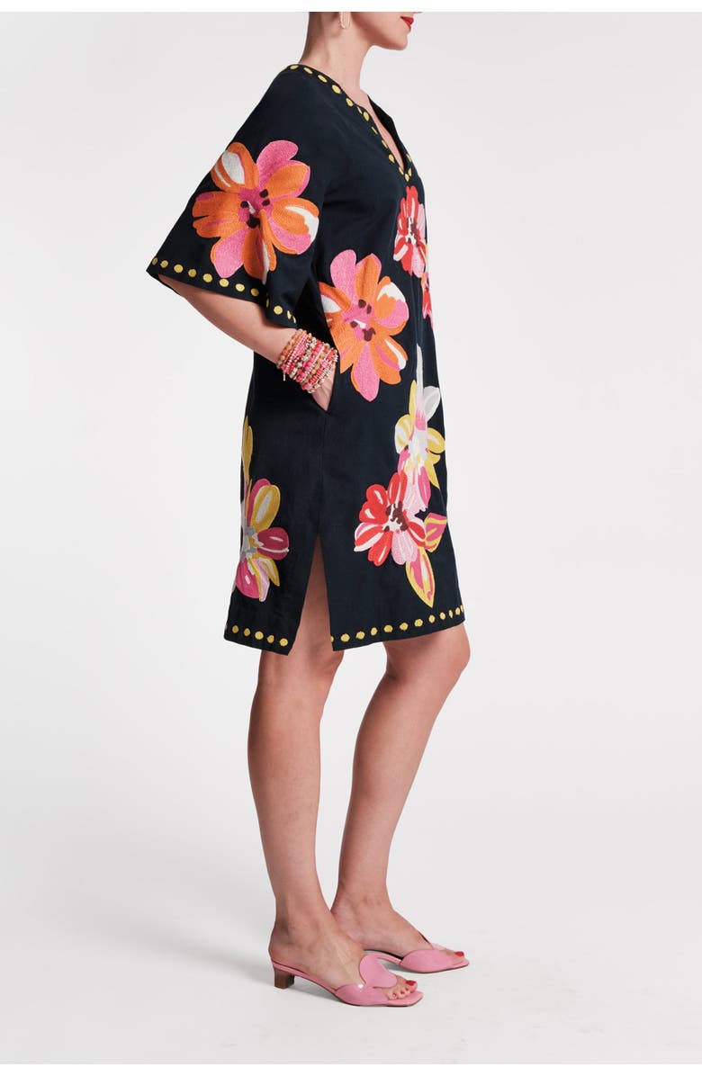 Frances Valentine Charming Caftan Mini Sun Floral Cotton Linen, Alternate, color, 