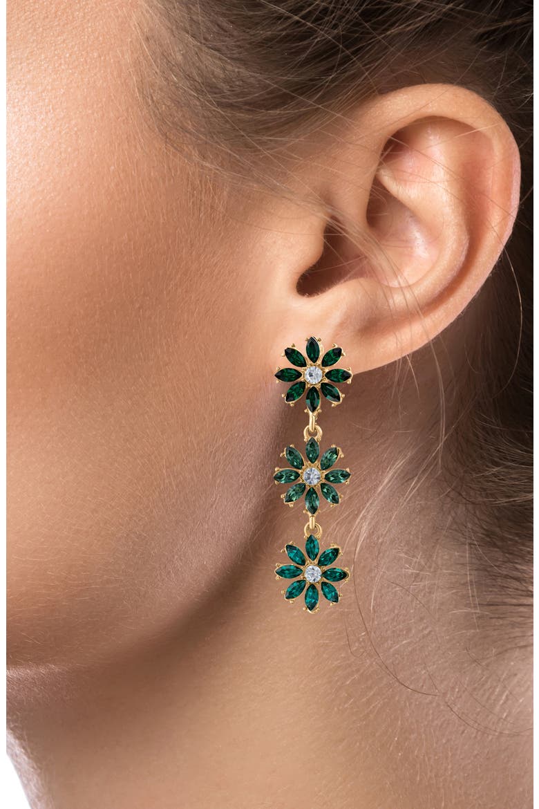 Daisy Drop Earrings, Alternate, color, GREEN/ GOLD