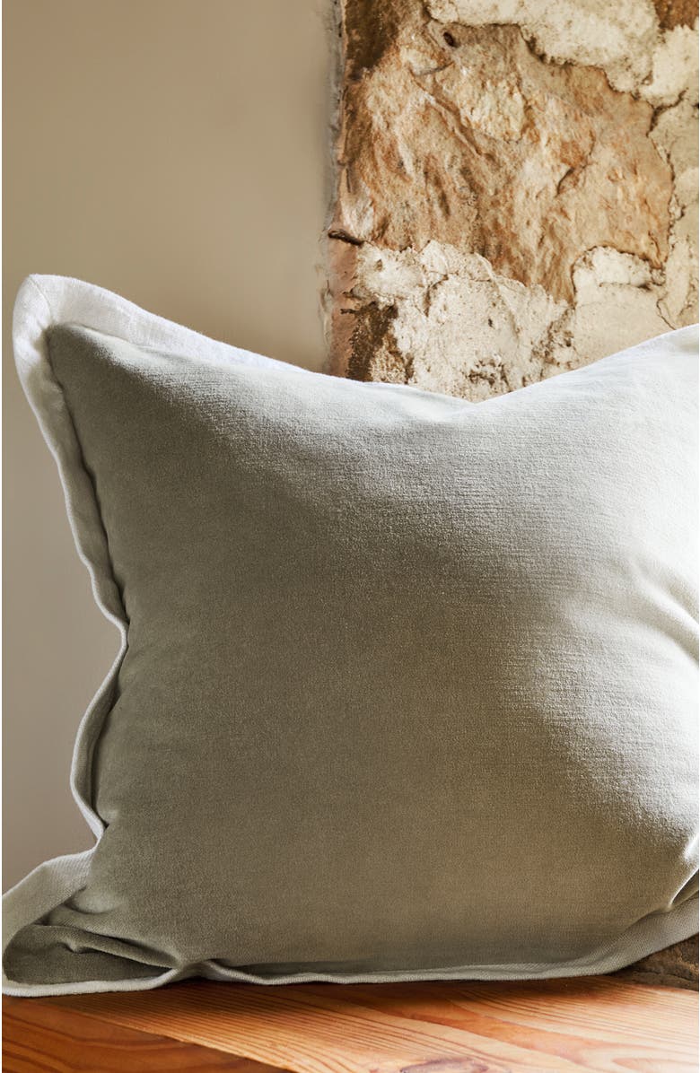 CHRISTY Eltham Luxury Velvet Cotton Cushion, Alternate, color, Sand