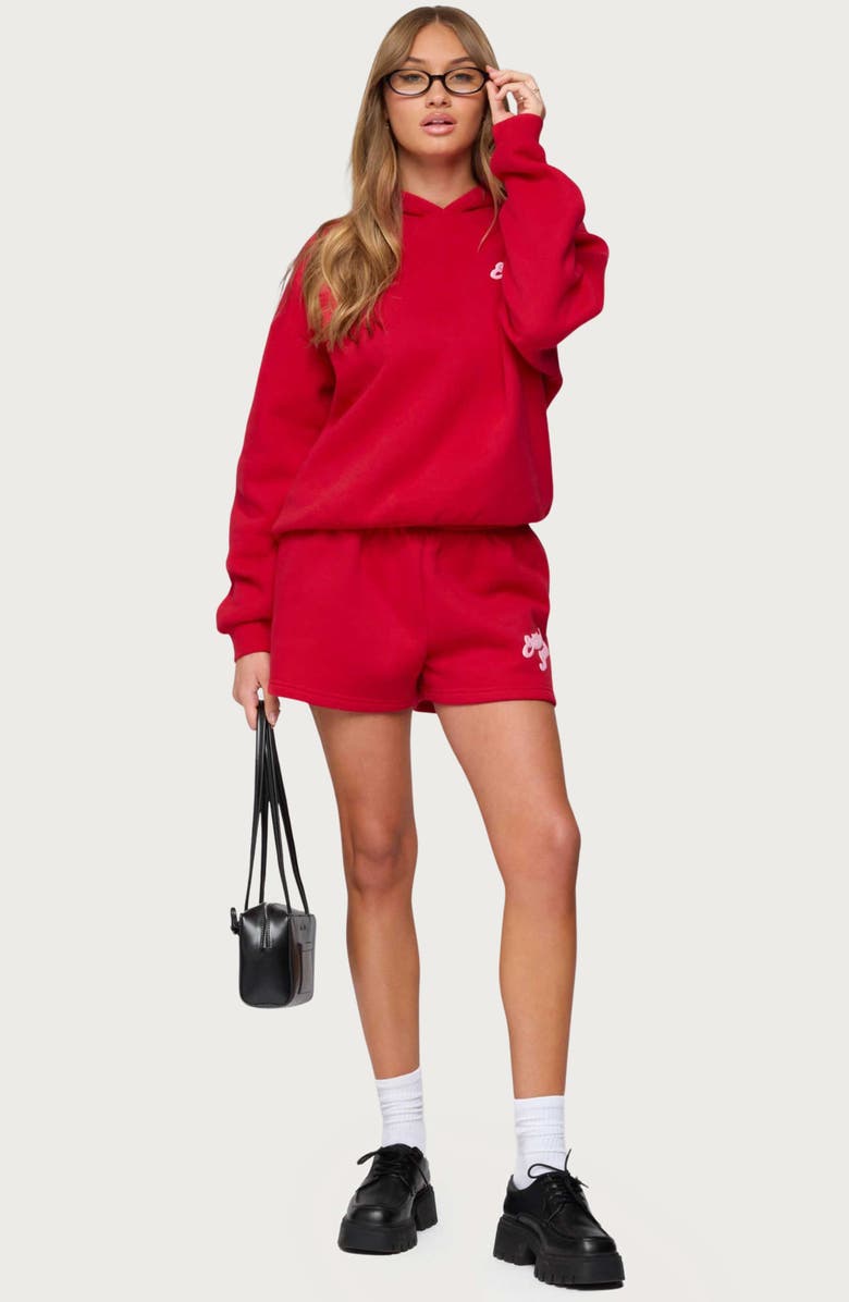 EDIKTED So Sporty Hoodie, Alternate, color, Red
