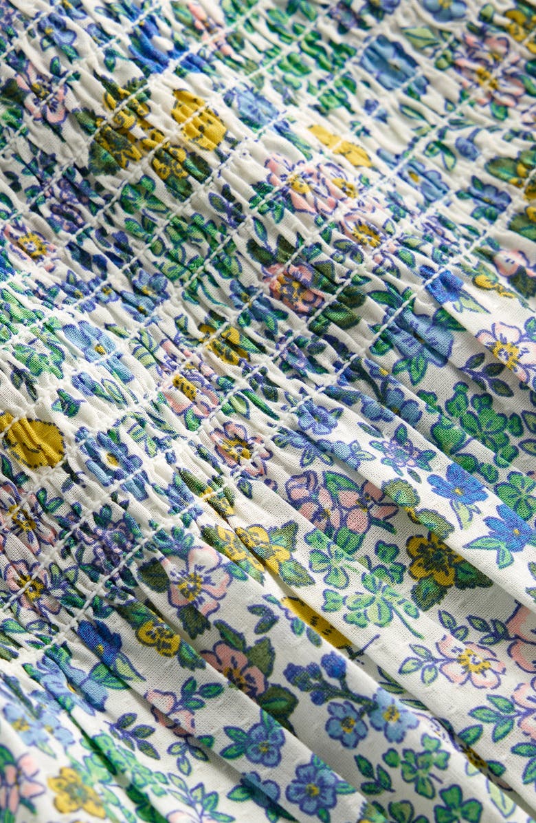 Mini Boden Kids' Floral Smocked Cotton Jersey Top, Alternate, color,