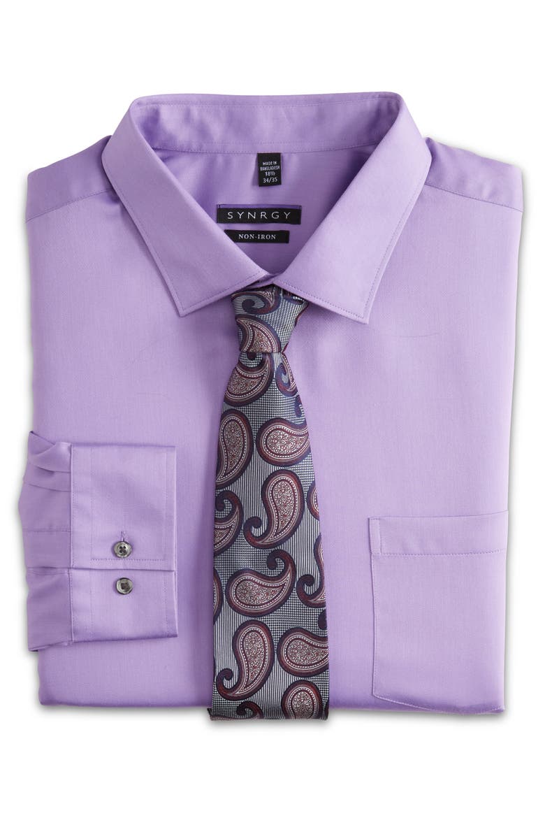 Big & Tall Sateen Dress Shirt, Alternate, color, ENGLISH LILAC