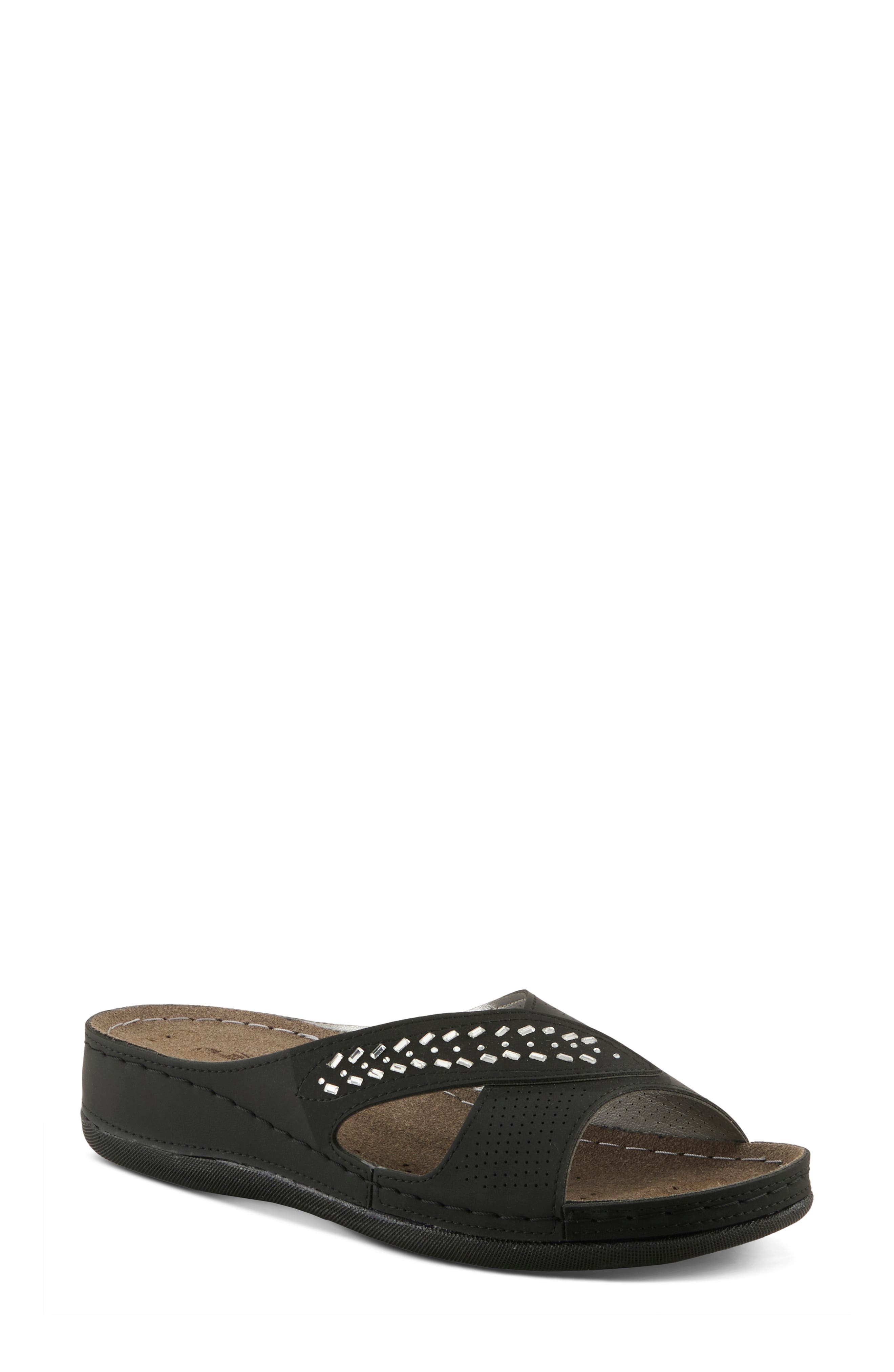 Rhinestone Wedge Slide Sandal