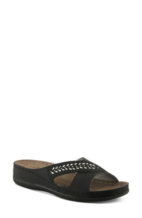 Rhinestone Wedge Slide Sandal