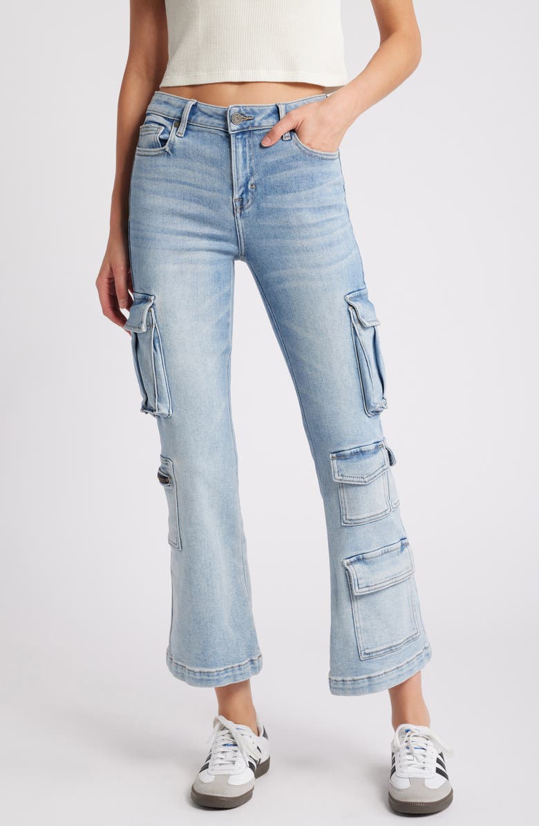 HIDDEN JEANS Crop Flare Cargo Jeans, Main, color, 
