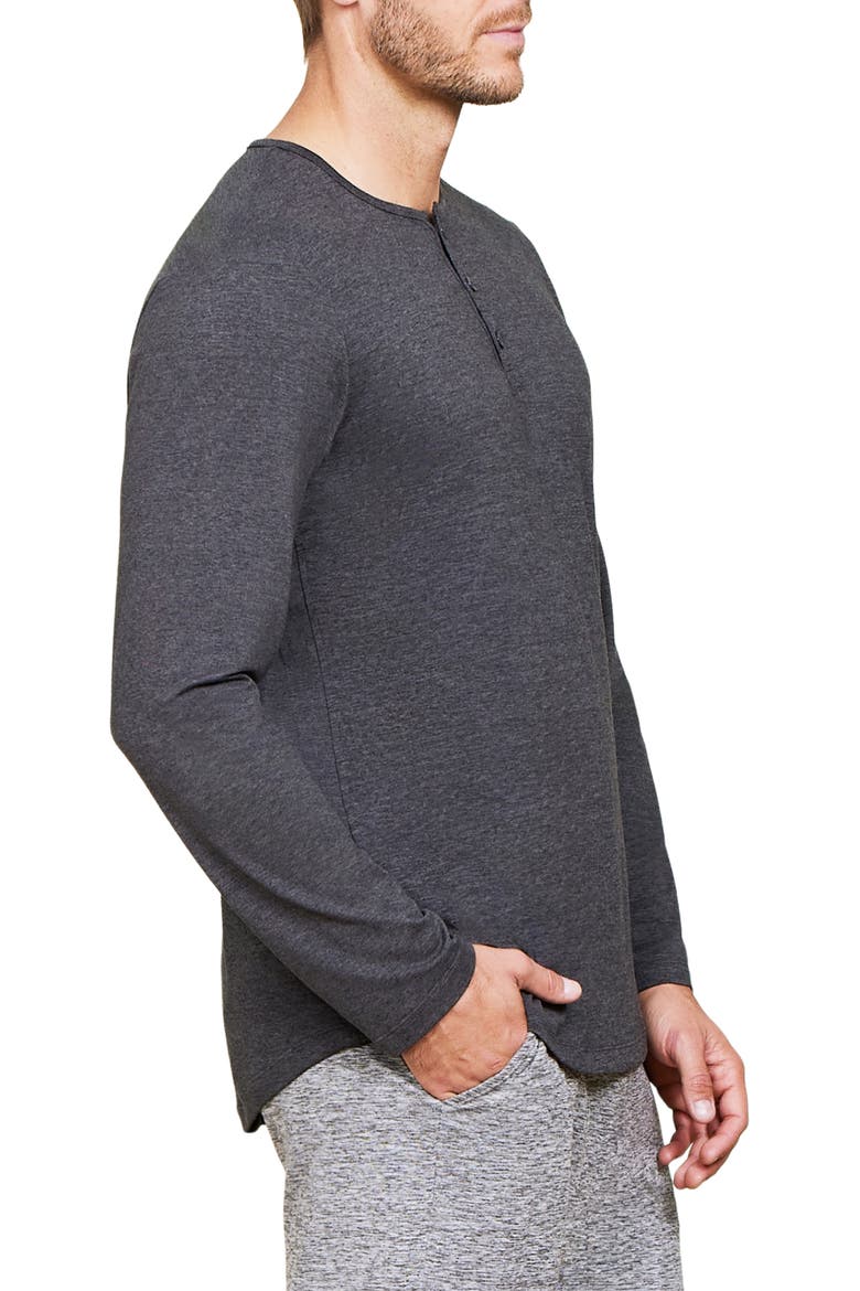 Malibu Collection® Butterchic Knit® Henley, Alternate, color, HEATHER CARBON