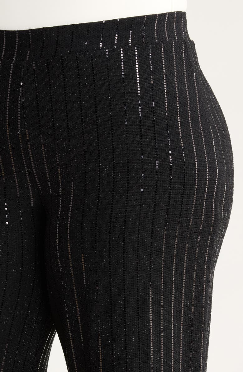 Anne Klein Metallic Stripe Wide Leg Pants, Alternate, color, Anne Black