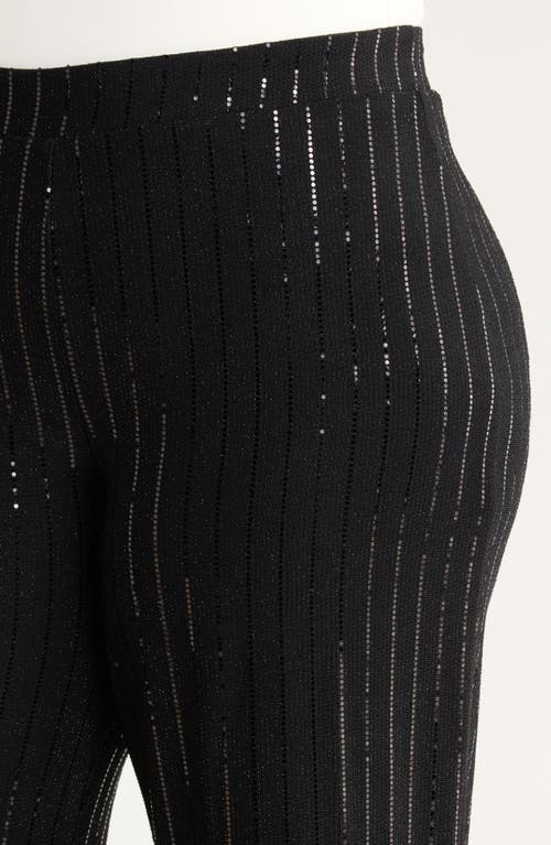 Anne Klein Metallic Stripe Wide Leg Pants In Black