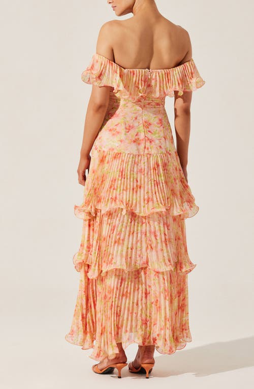 Astr The Label Wilder Floral Print Off The Shoulder Dress In Coral Floral