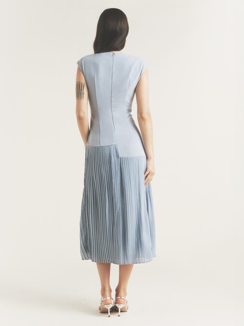 Six Stories Pleated Cap Sleeve Maxi Dress In Blue