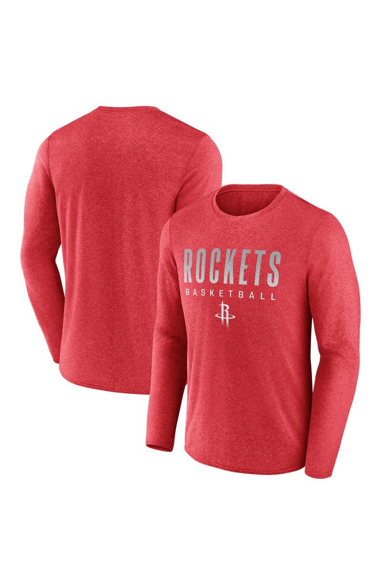 FANATICS Men's Fanatics Heathered Red Houston Rockets Where Legends Play Iconic Practice Long Sleeve T-Shirt, Main, color,
