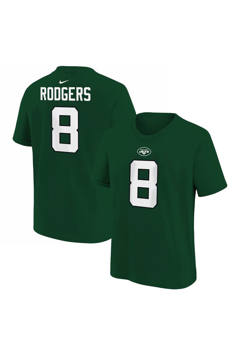 Nike Youth Nike Aaron Rodgers Green New York Jets Player Name & Number T-Shirt, Main, color, 