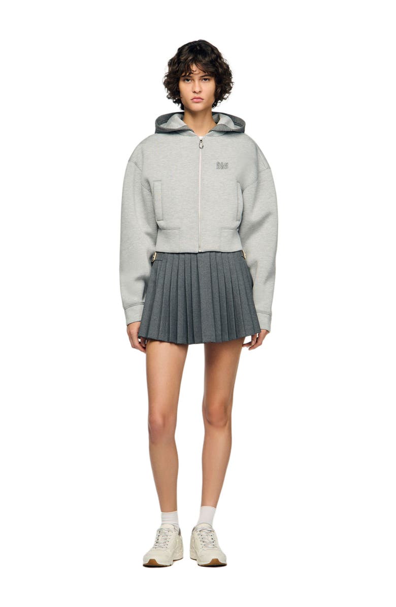 SANDRO Hooded sweatshirt jacket, Main, color, Light Grey