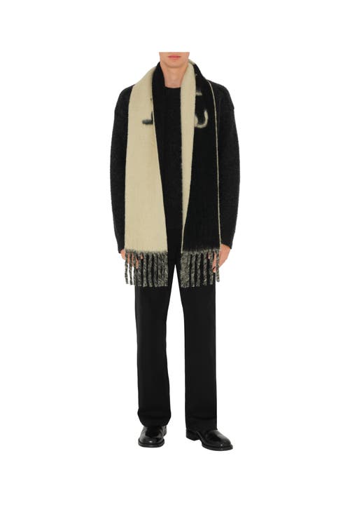 Burberry Reversible Logo Alpaca Wool Blend Scarf In Candle