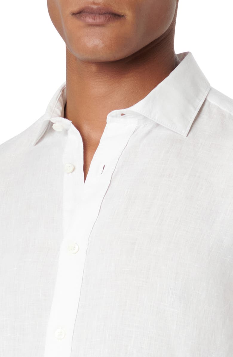 Bugatchi Axel Linen Button-Up Shirt, Alternate, color, White