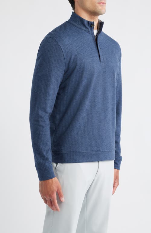 Johnnie-o Rubin Herringbone Quarter Zip In Blue