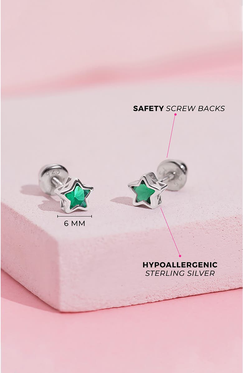 In Season Jewelry Cubic Zirconia Birthstone Star Earrings, Alternate, color, May