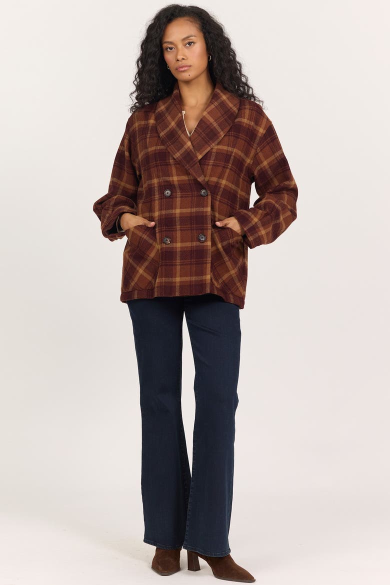 Marlow Plaid Double Breasted Jacket, Alternate, color, Ember Plaid